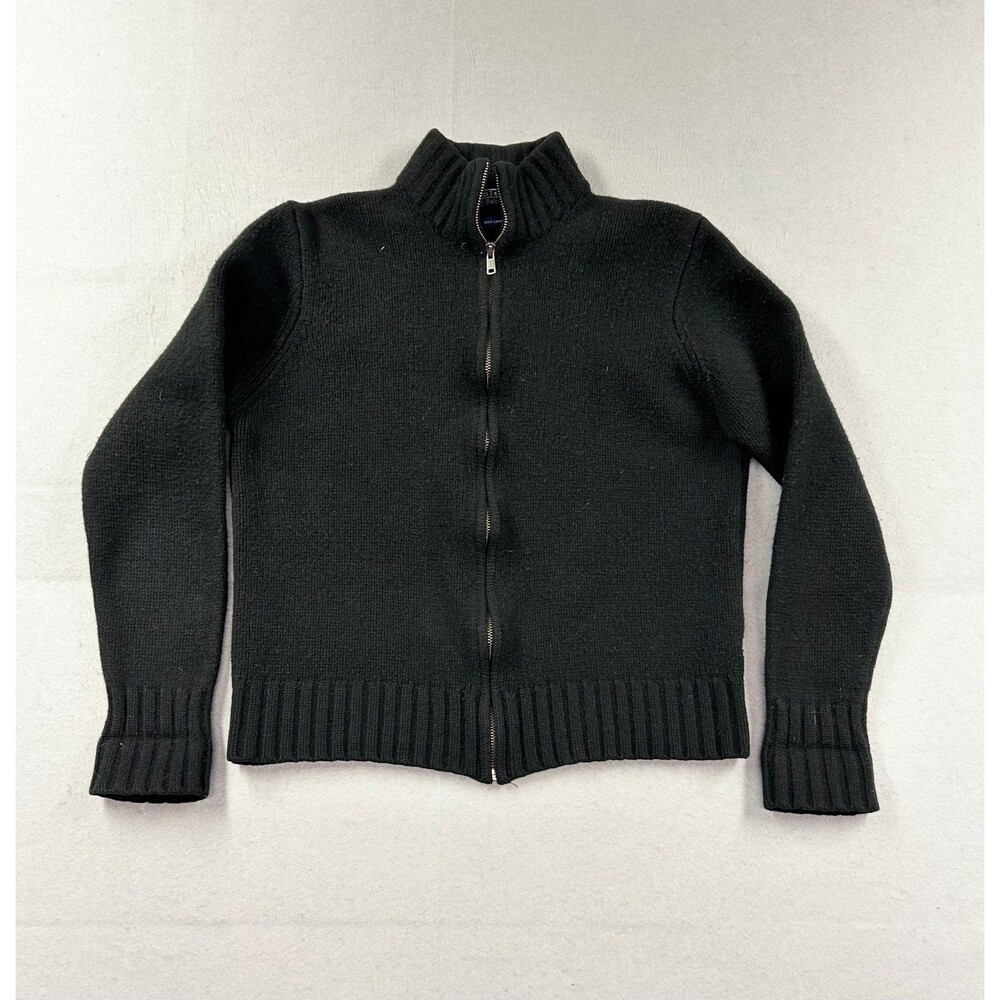 Polo Ralph Lauren Mens Large Black 100% Lambswool Full Zip Mock Neck Sweater